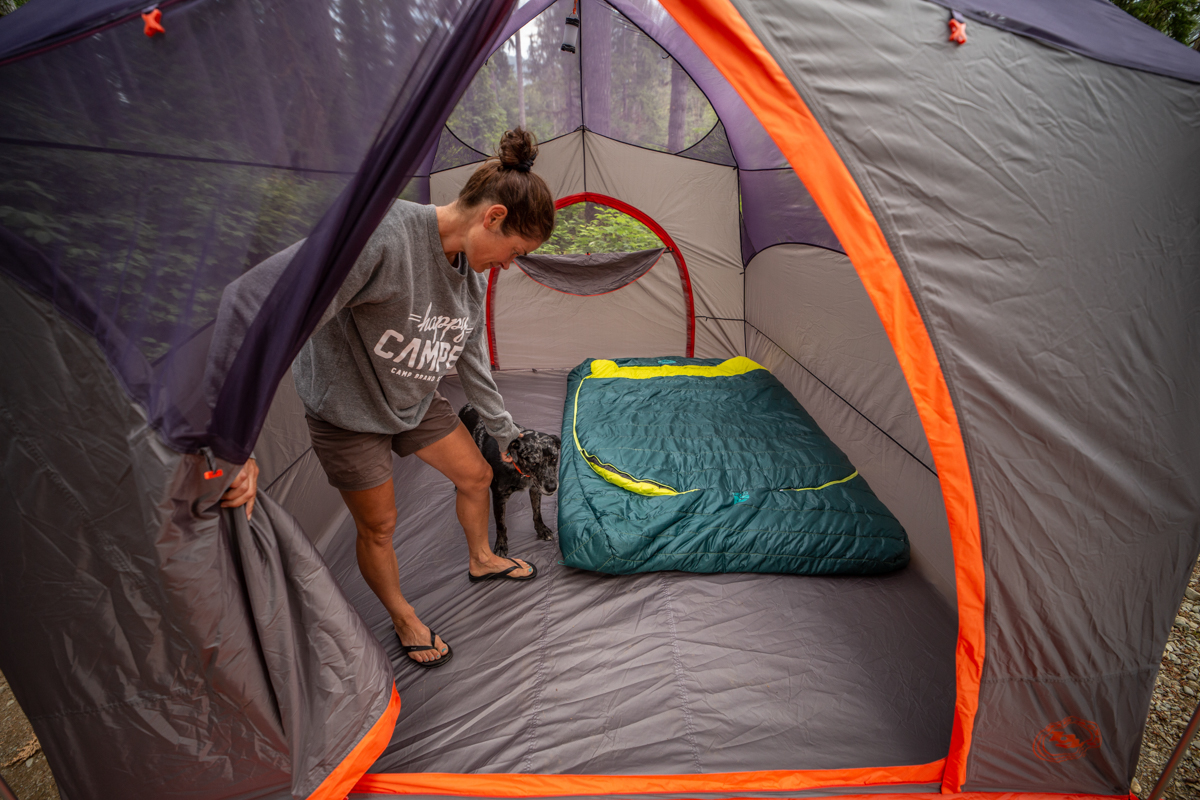 Camping tents (standing up in tent)