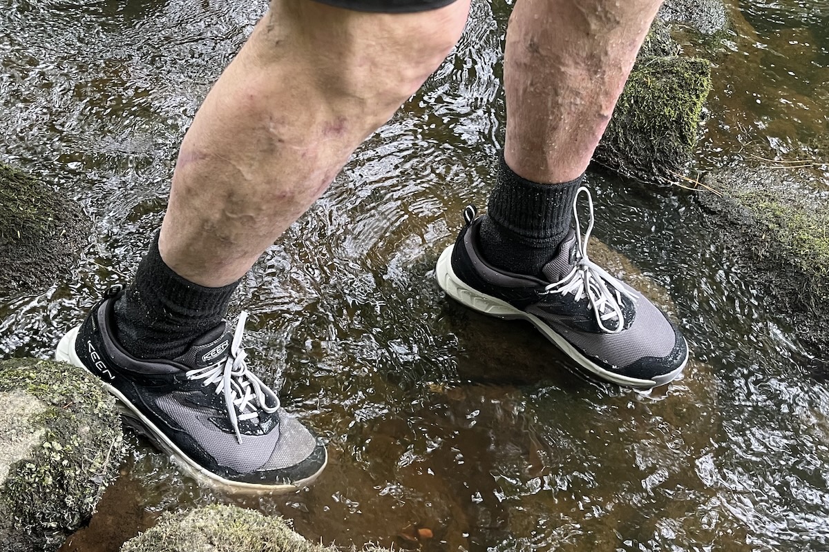 Keen hightrail waterproof shoes crossing creek