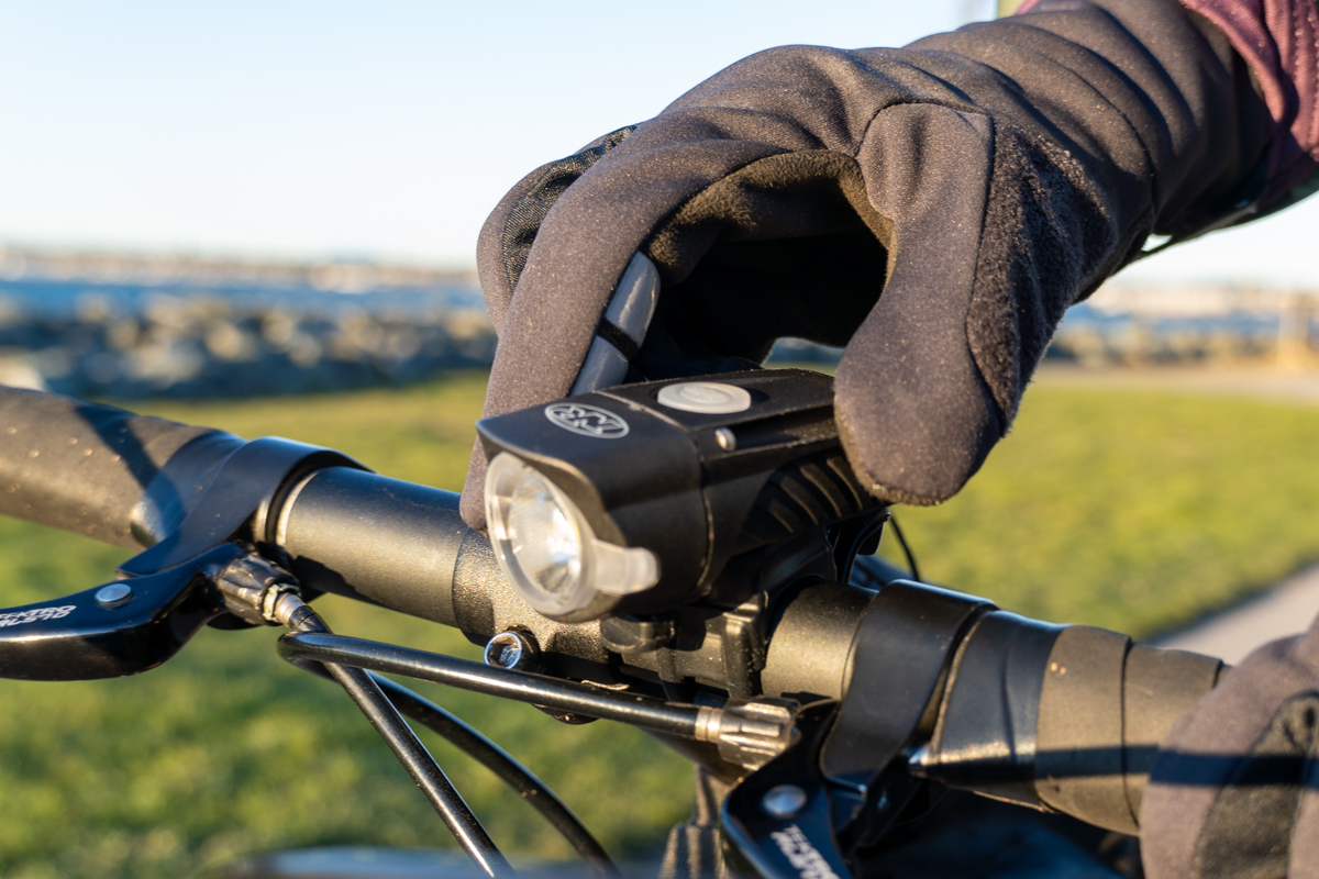 Bike lights (NiteRider Swift 500 on handlebars)