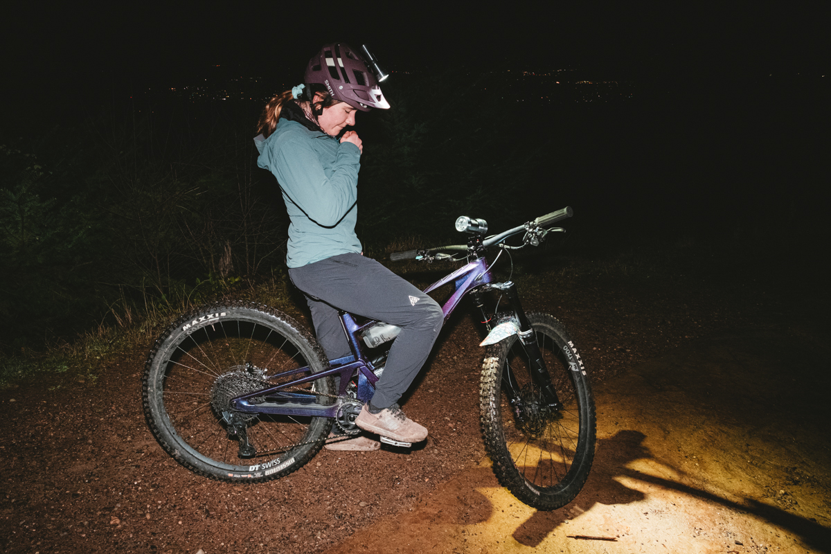 Bike lights (wearing the Exposure Zenith on helmet)