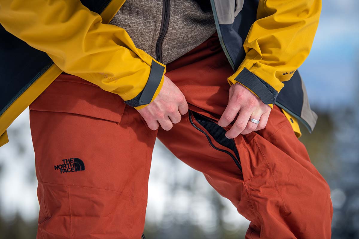 The inner leg vent zipper of some north face pants