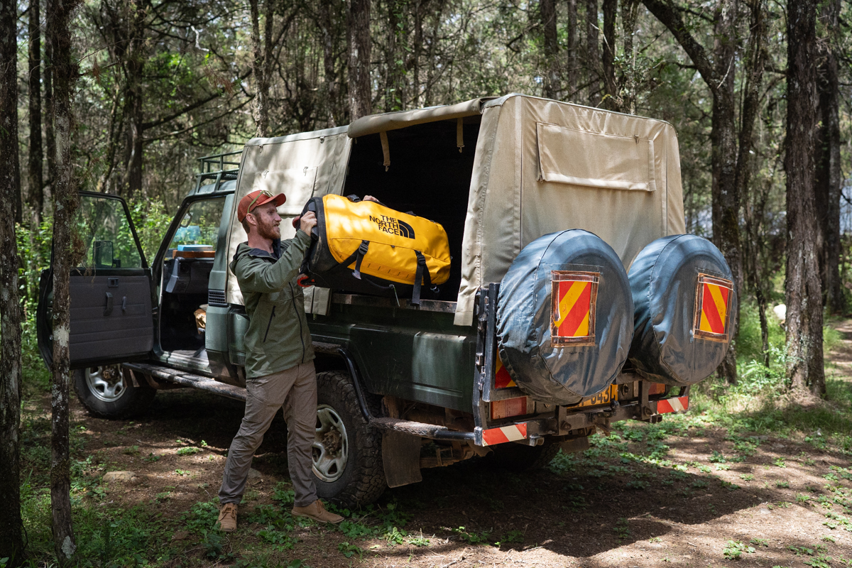 Testing travel pants on safari in East Africa