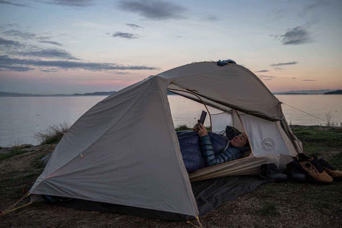 Big Agnes Tiger Wall UL2 Bikepack lying in tent