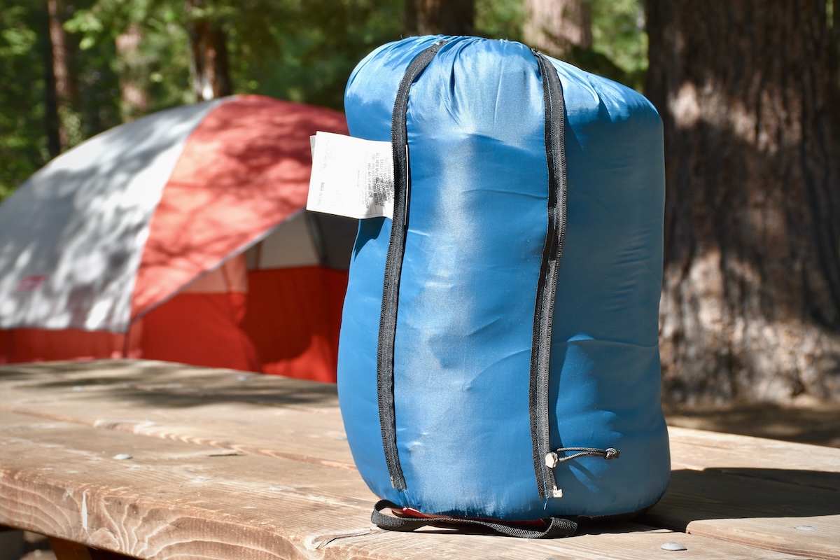 The Brazos fitting poorly in its stuff sack