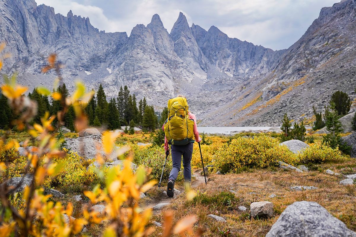 La Sportiva TX4 Evo Mid GTX boots (shot from back while hiking)