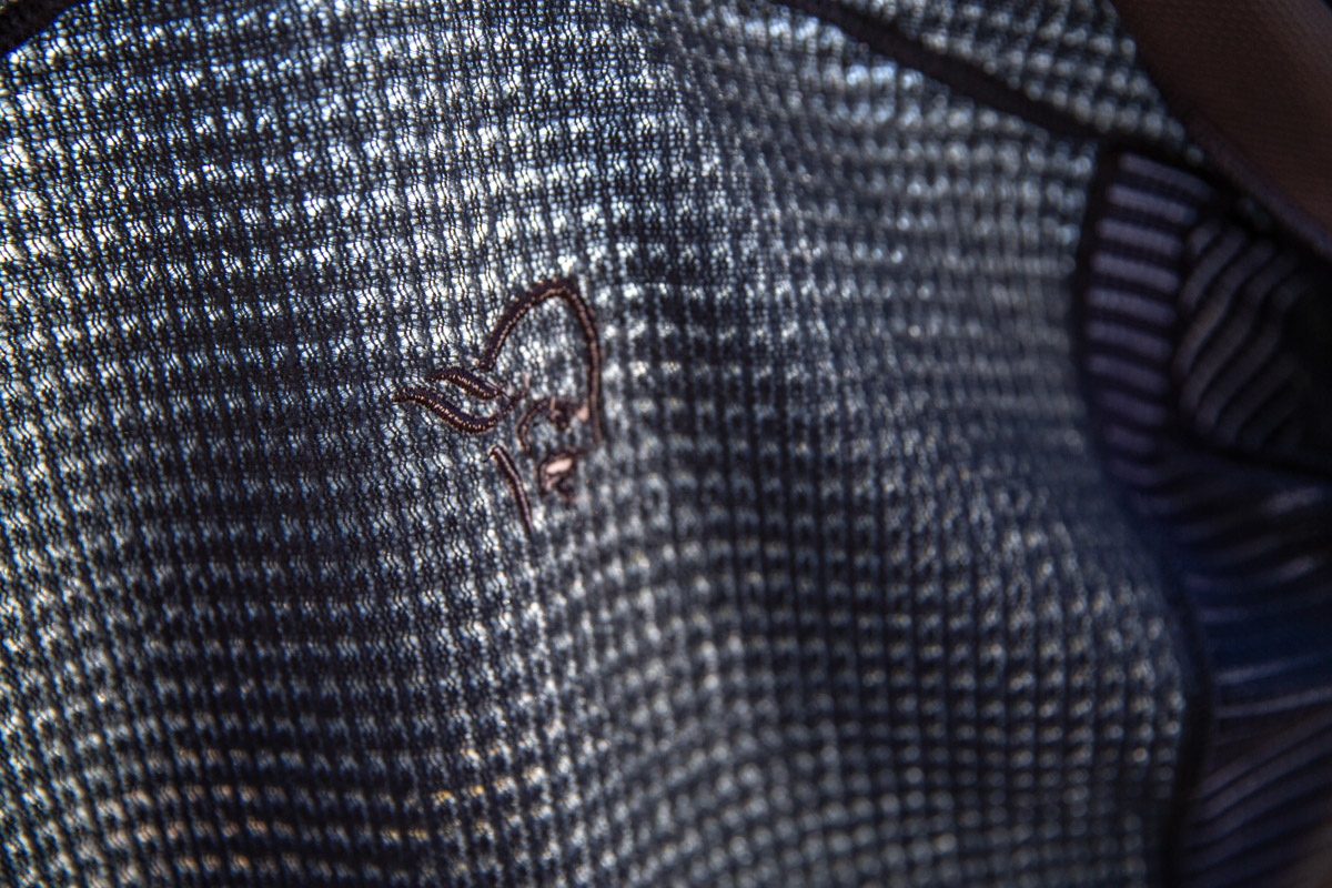 A closeup of the inside of a blue fleece mildayer