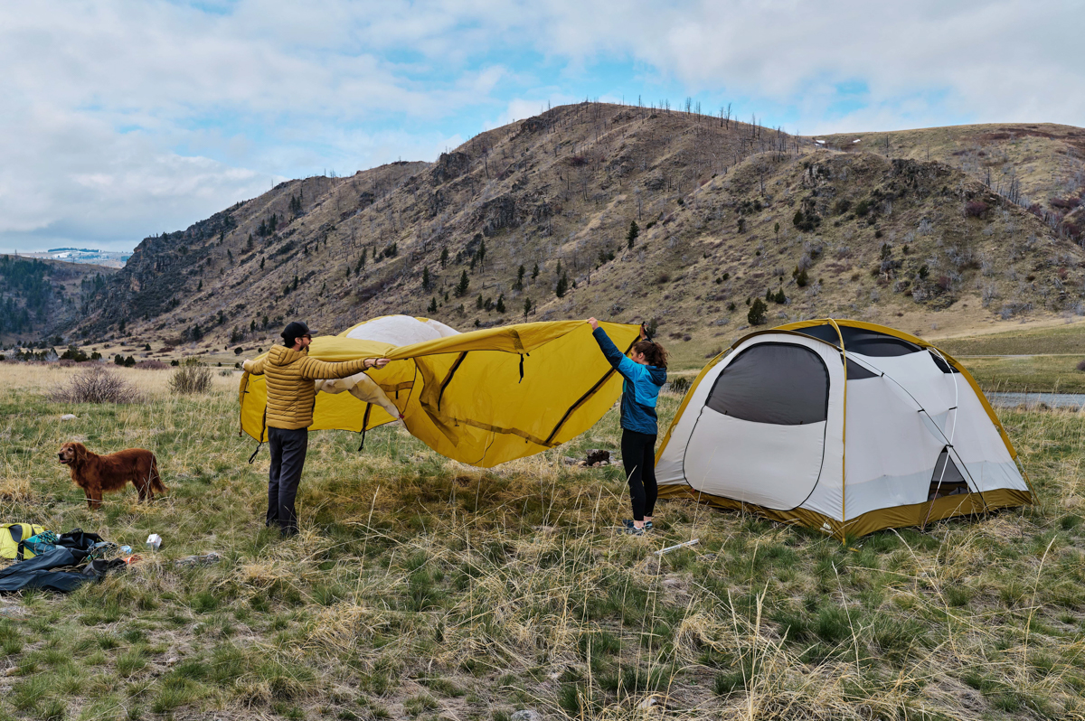 REI Co-op Base Camp 6 (holding up rainfly)