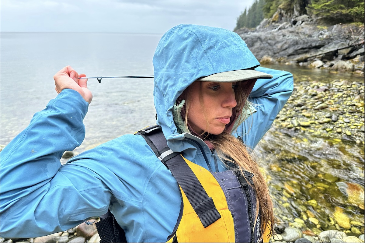 REI co-op XeroCloud rain jacket - adjusting the hood 