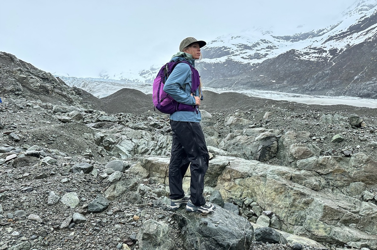 REI co-op XeroCloud side view on a rainy day 