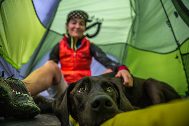 Nemo Hornet tent with dog