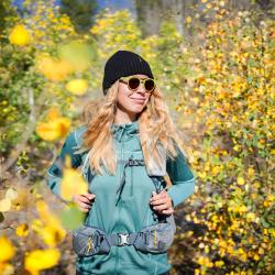 Emily hiking through fall colors